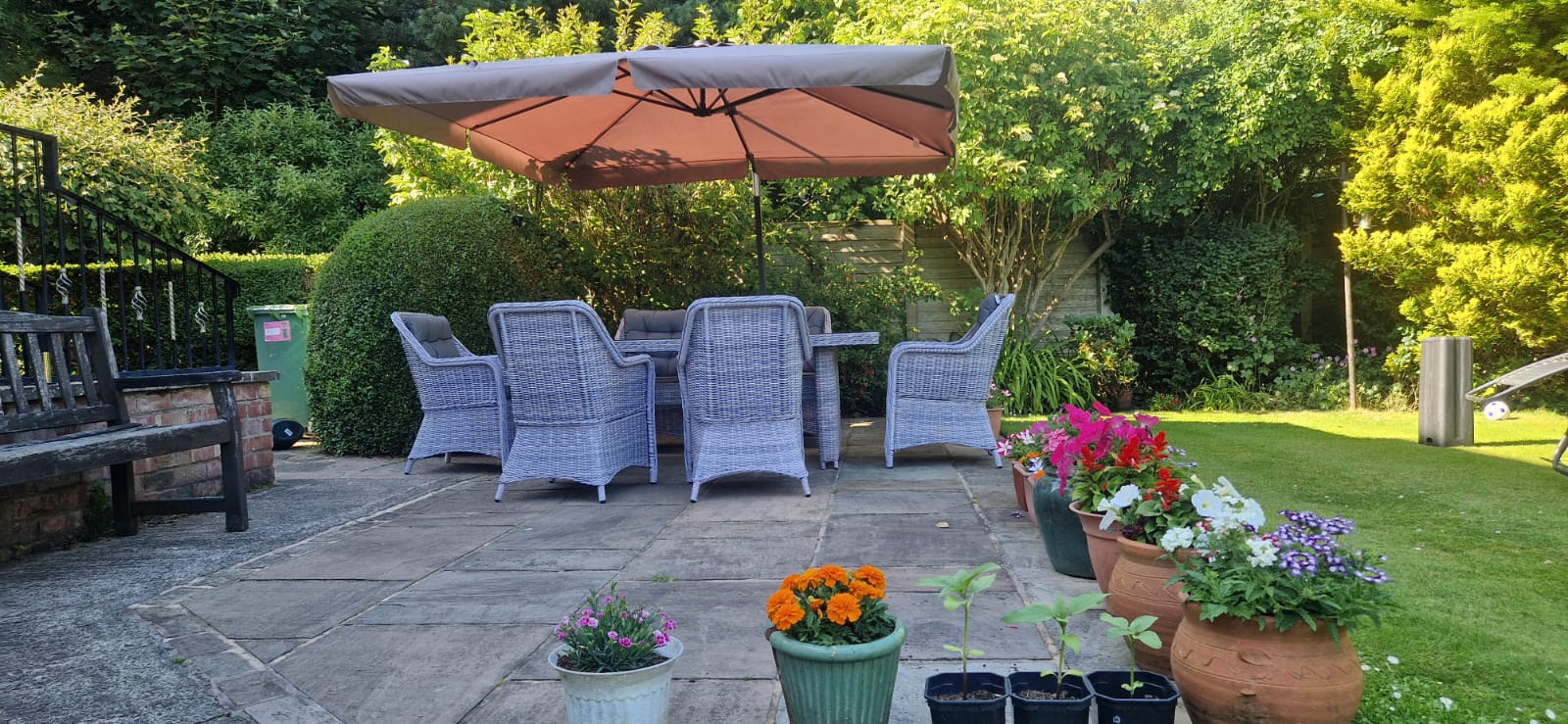 Patio in the garden at Abbeyfield House, Lytham St Annes FY8 5NN
