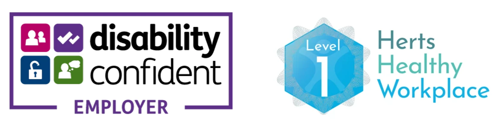 Disability confident employer badge - Herts healthy workplace badge
