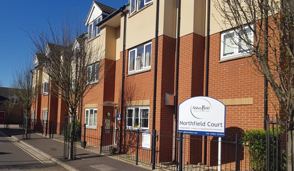 View from the street of Northfield Court with its Abbeyfield sign.
