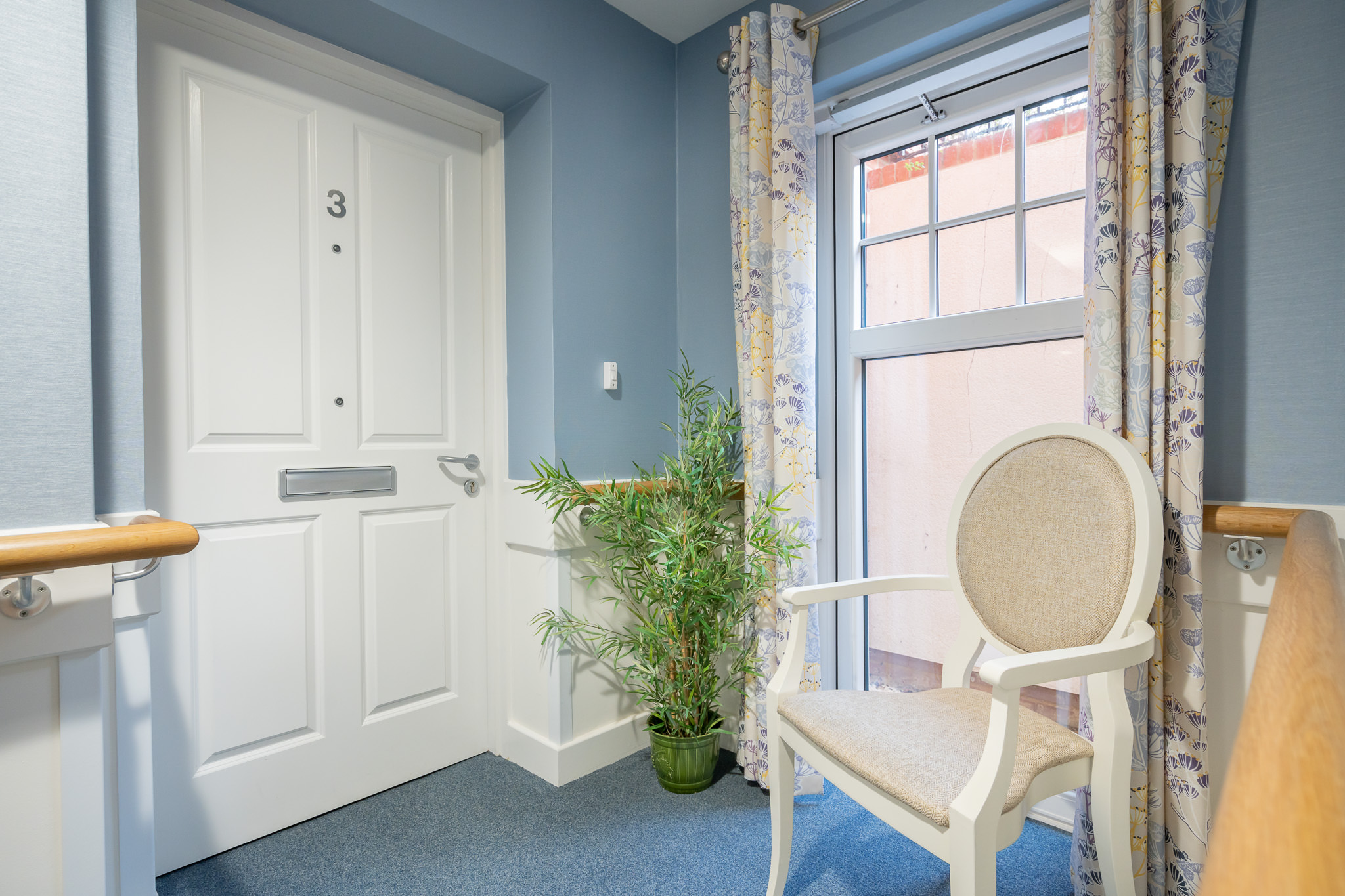 The entrance door to an individual room