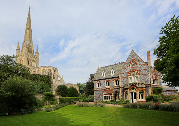 Cathedral next door to Abbeyfield House, Norwich NR1 4EH
