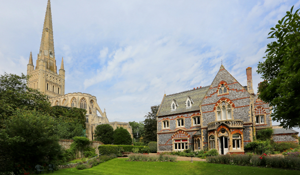 Cathedral next door to Abbeyfield House, Norwich NR1 4EH