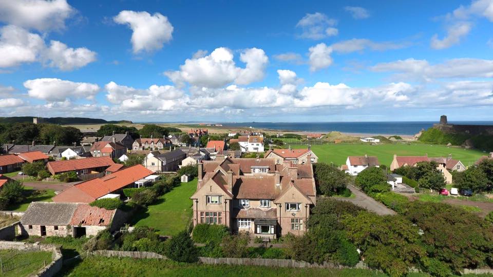 An aerial view of Bamburgh village