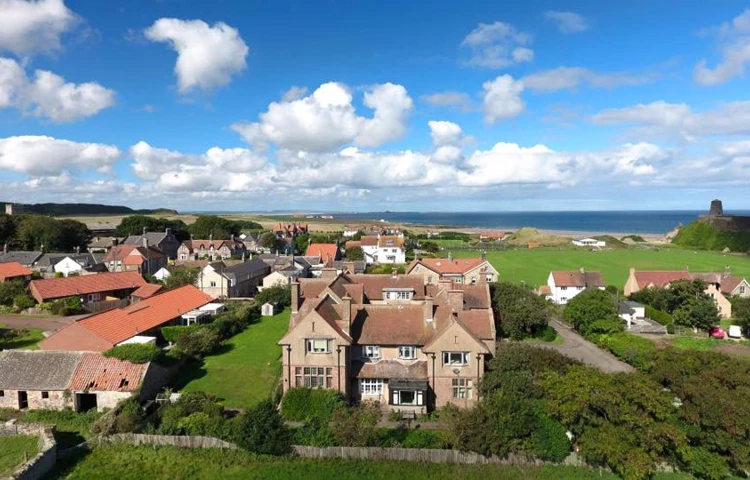 An aerial view of Bamburgh village