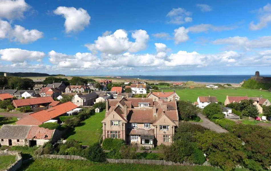An aerial view of Bamburgh village