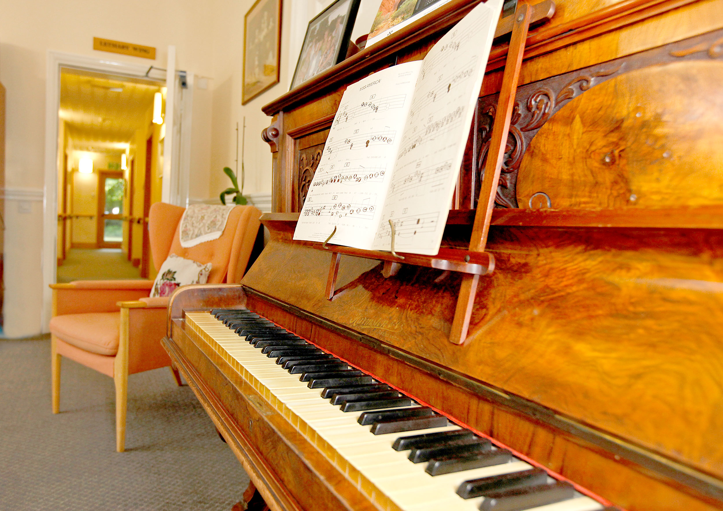 Piano and chair at Hill House