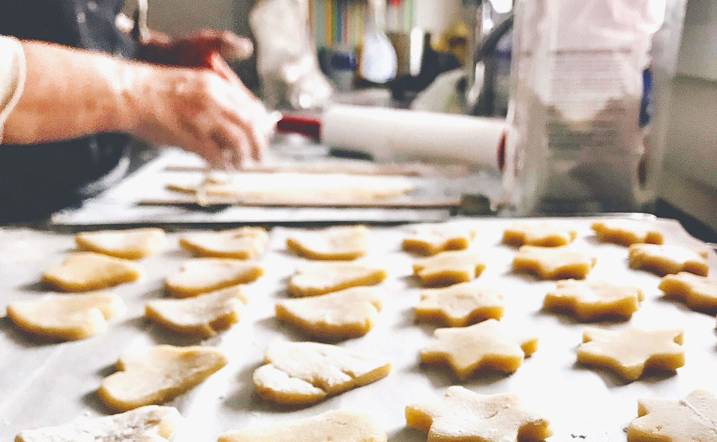 Baking biscuits for residents at Abbeyfield House