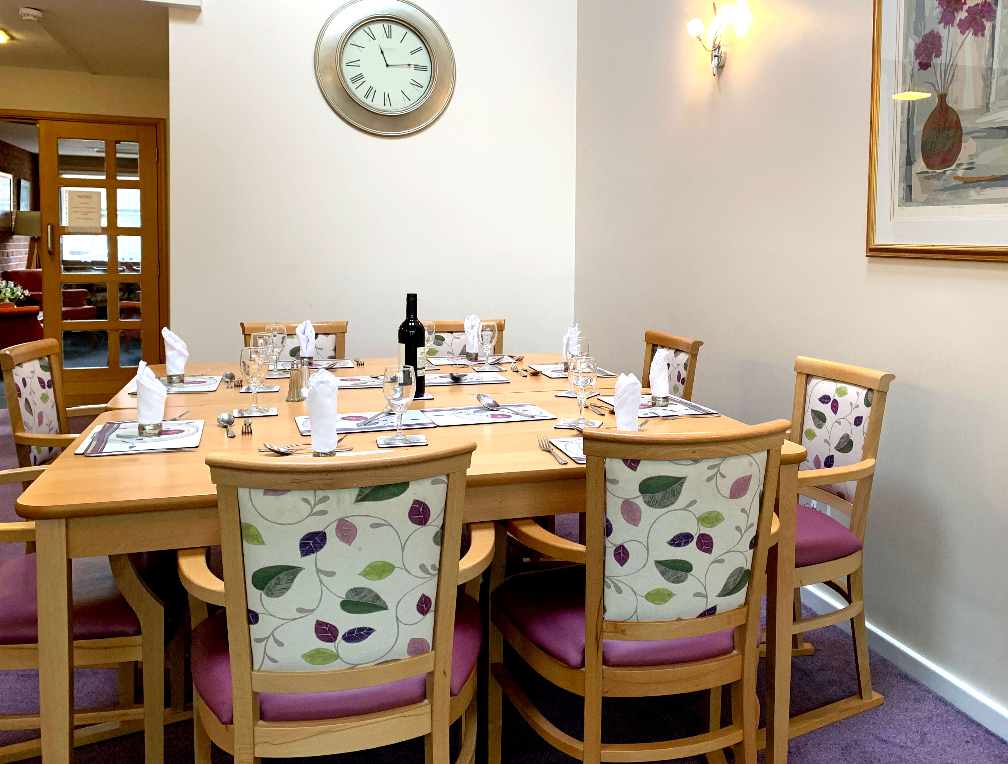 Communal dining area where residents come together to share meal times