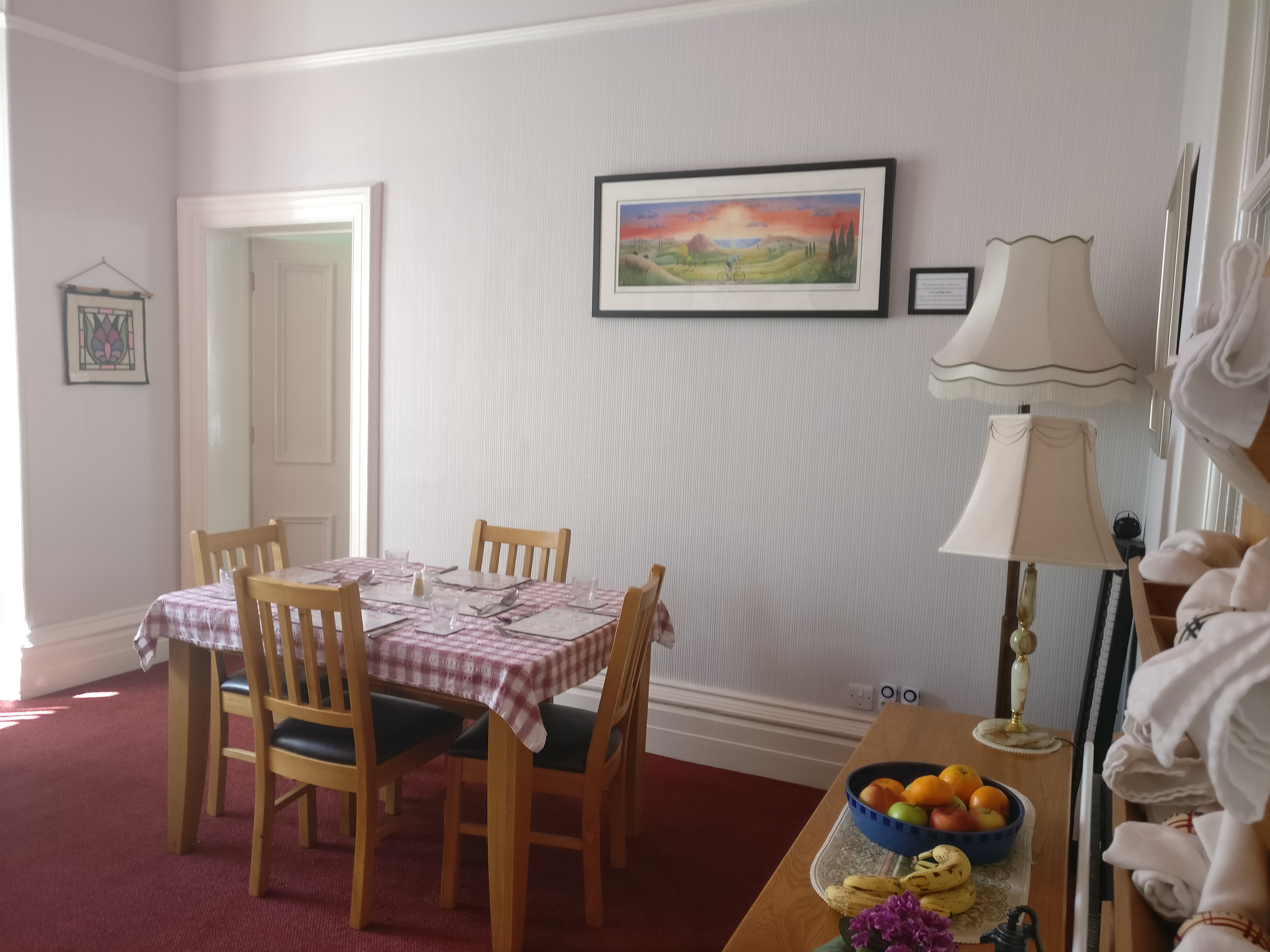 Dining table set for lunch