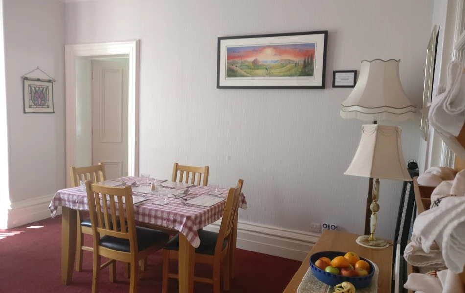 Dining table set for lunch