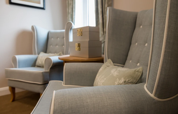 Chairs in lounge at Burnham Court, Malmesbury SN16 0FN