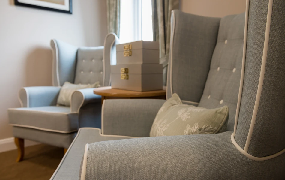 Chairs in lounge at Burnham Court, Malmesbury SN16 0FN