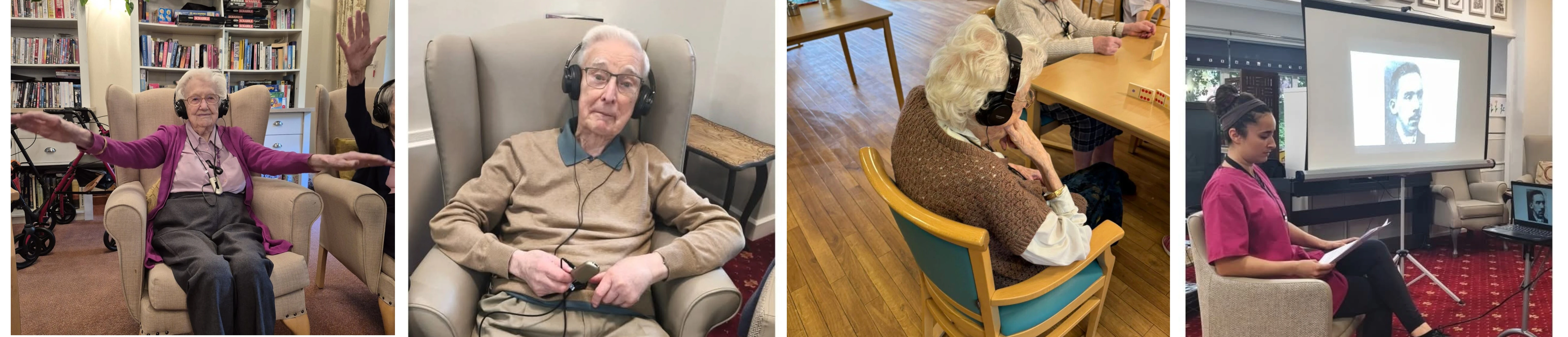 Collage of Images of Residents using the Symphony Sound equipment