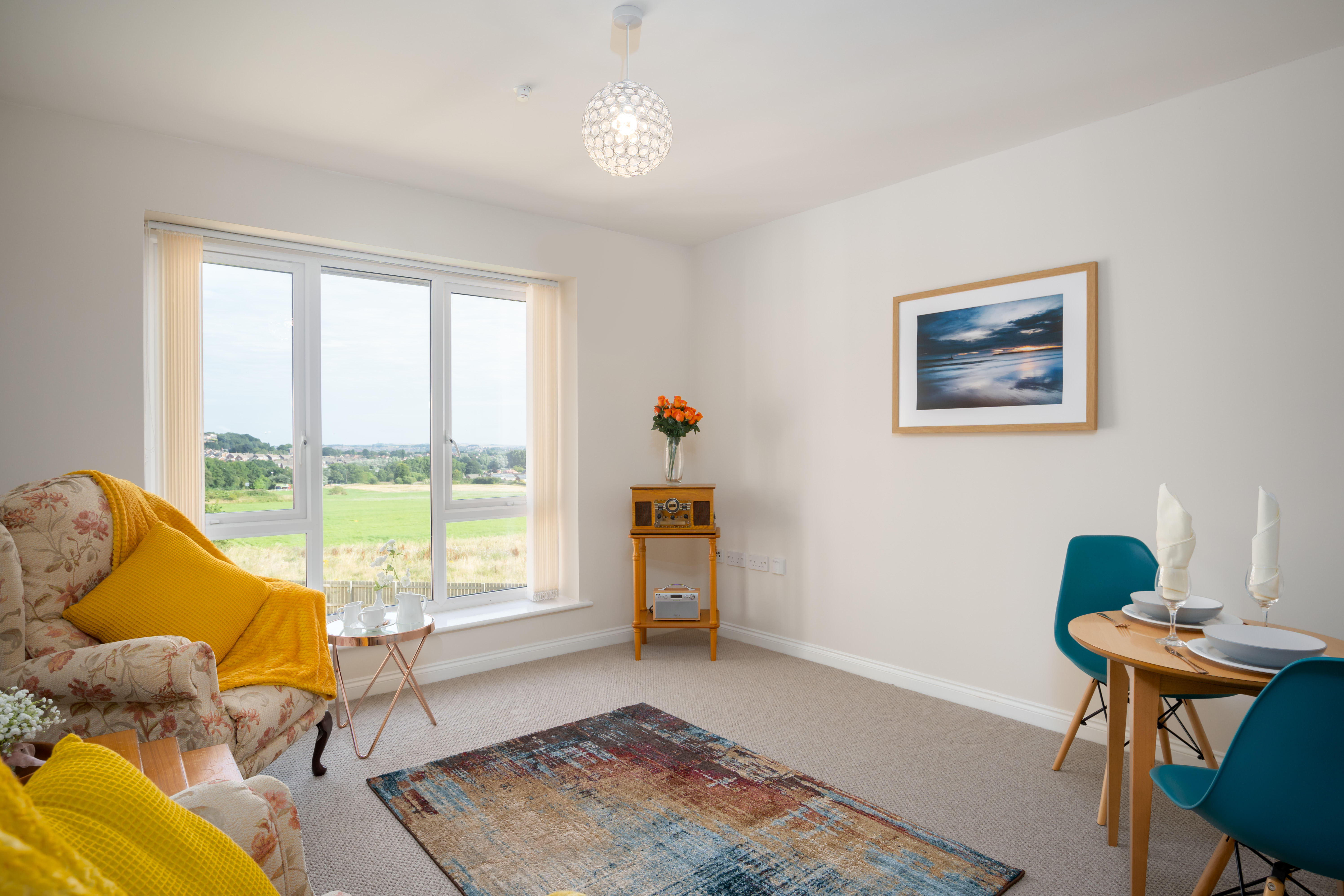 Lounge and view over Sunderland from an apartment at Hope Bank View