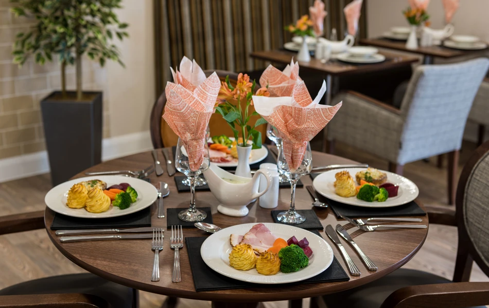Savour delicious meals in our elegant dining room at Speedwell Court. Our beautifully presented meals and welcoming atmosphere create the perfect setting for socialising