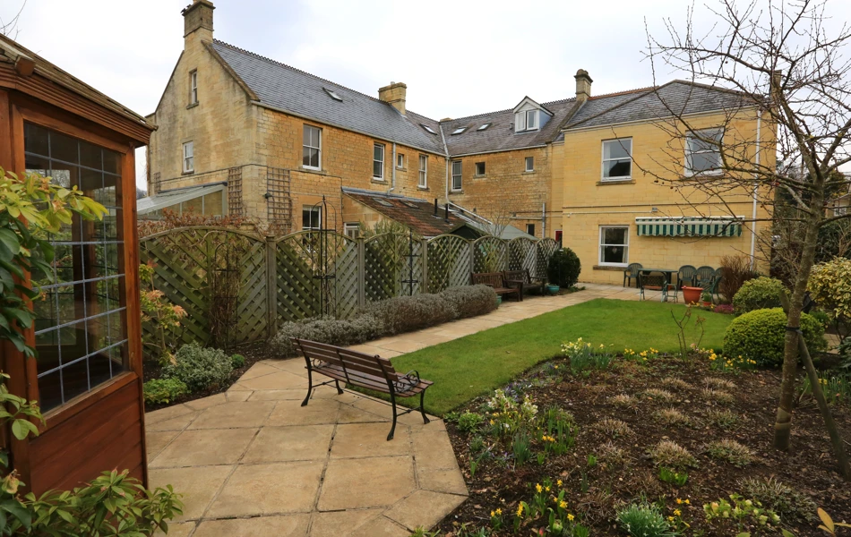 The garden at the rear of Abbeyfield House, Bradford on Avon BA15 1EP