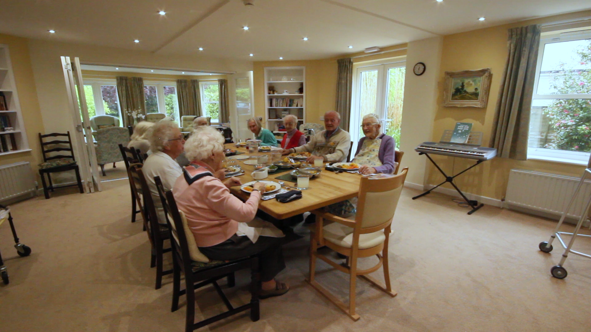 Residents dining together