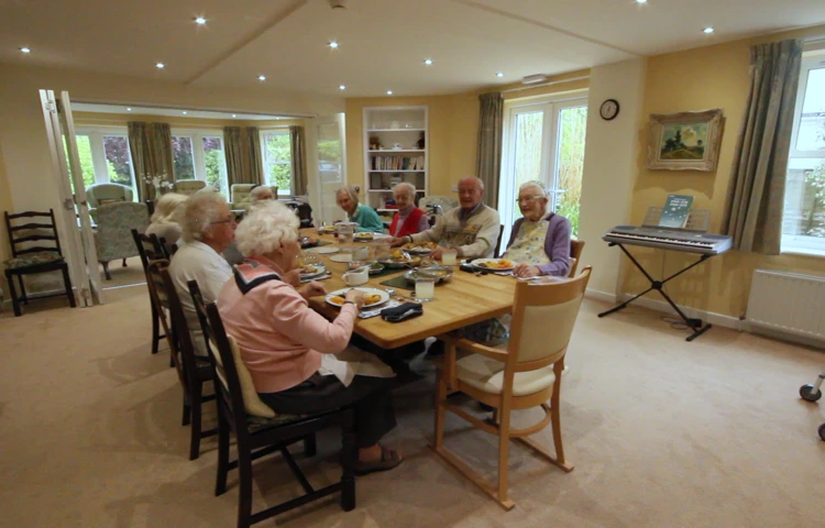 Residents dining together