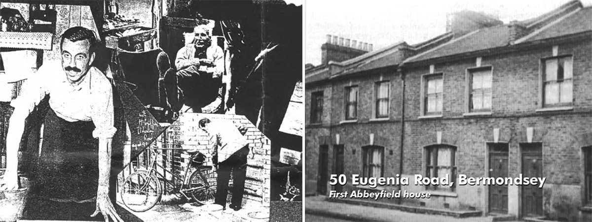 Collage of Richard Carr-Gomm and the First Abbeyfield House On Eugenia Road