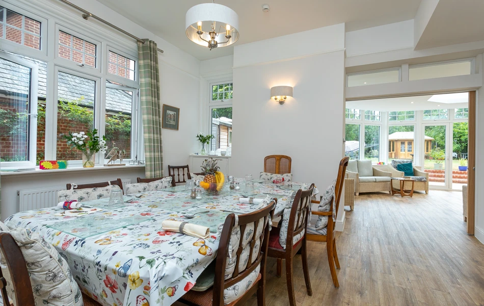 Communal dining room at Abbeyfield House, Reigate RH2 9DZ