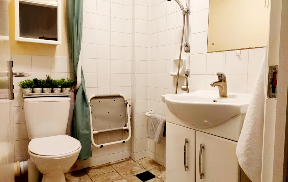 En-suite resident bathroom with wet room