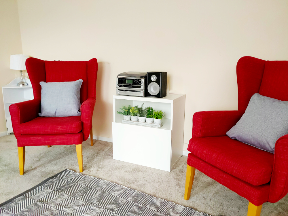 Bright and spacious resident lounge  at St Mary's House