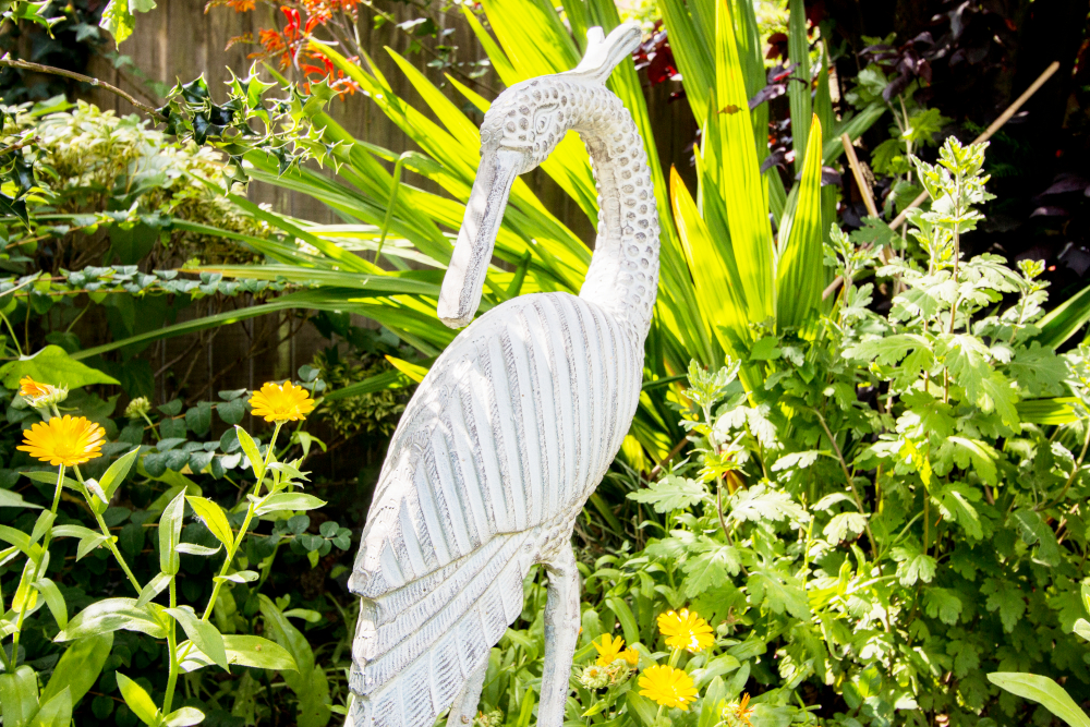 Ornate bird statue in the garden