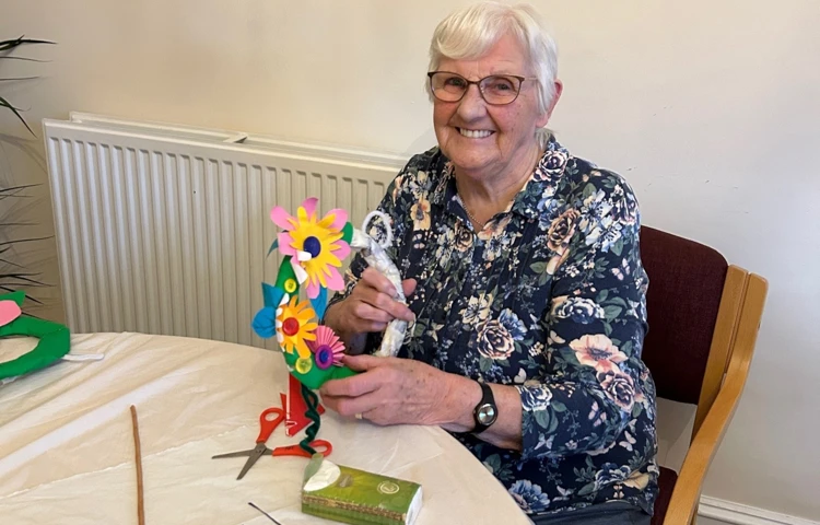 Resident Of Abbeyfield Barnard Castle Doing Arts And Crafts