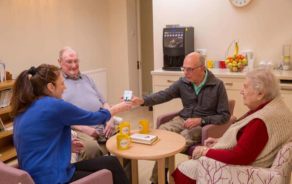 Relaxing with residents at Abbeyfield House, Hove BN3 4GB