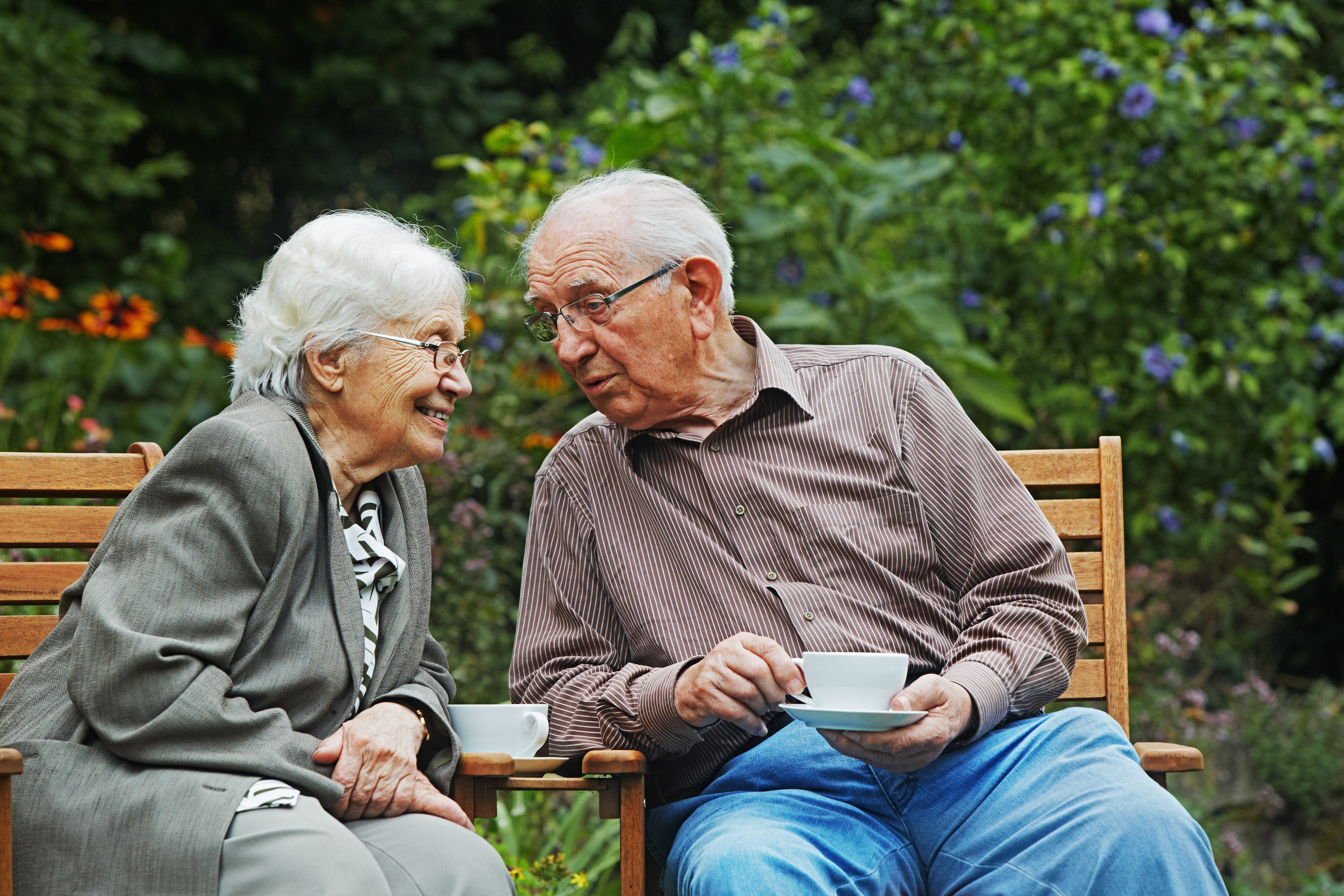 Sharing stories together out in the garden