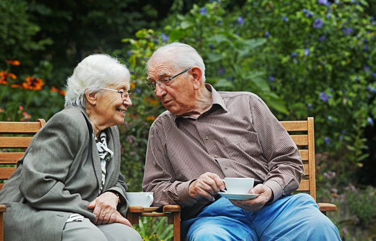 Sharing stories together out in the garden