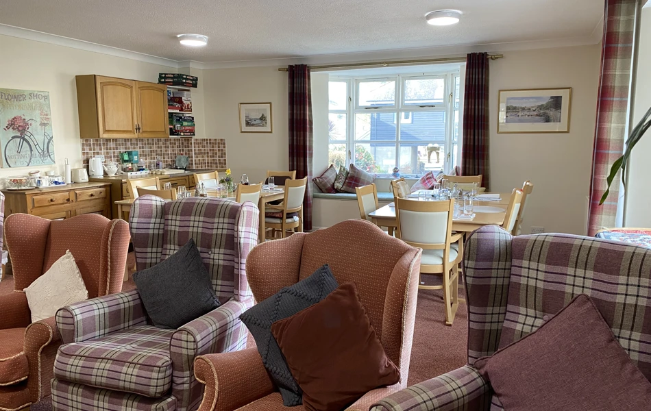 Lounge and dining room at Abbeyfield House, Kingsbridge TQ7 1RL