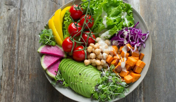 Colour Bowl Of Salad With Plenty Of Different Vegetables