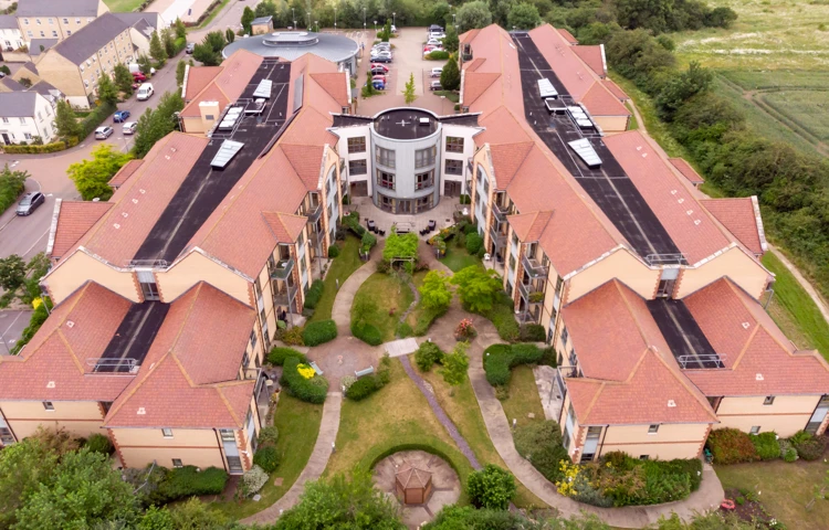 Aerial view of the roof of Girton Green, Cambridge