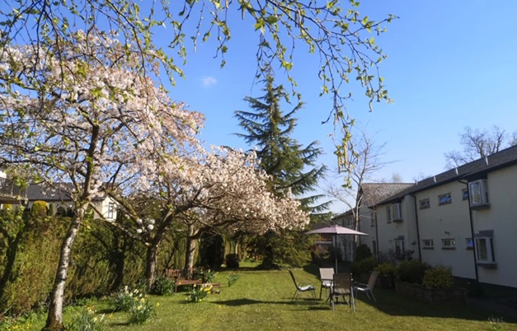 View of the garden at Abbeyfield House, Brecon LD3 7RT