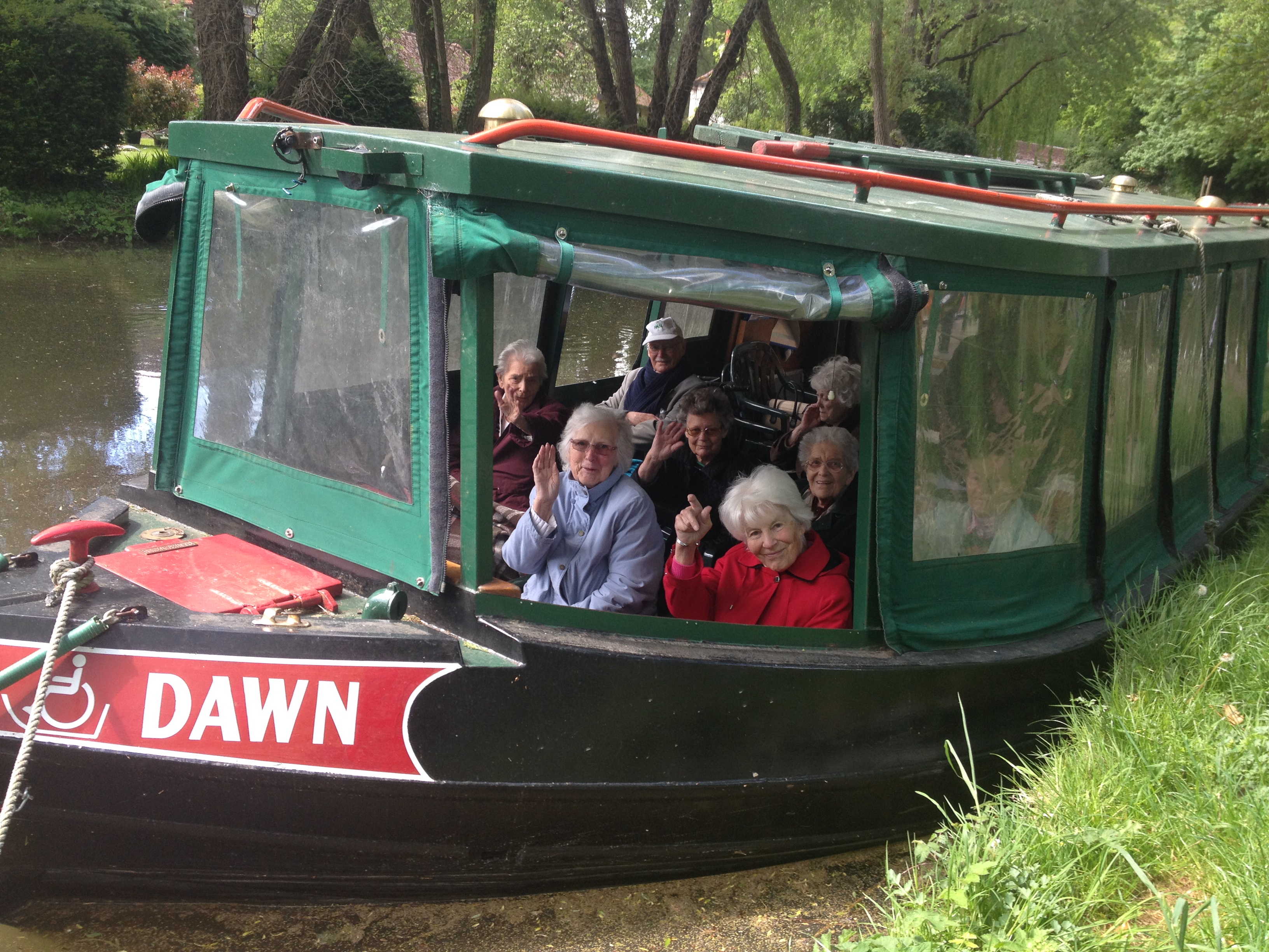 Residents from Hatch Mill House on a canal boat