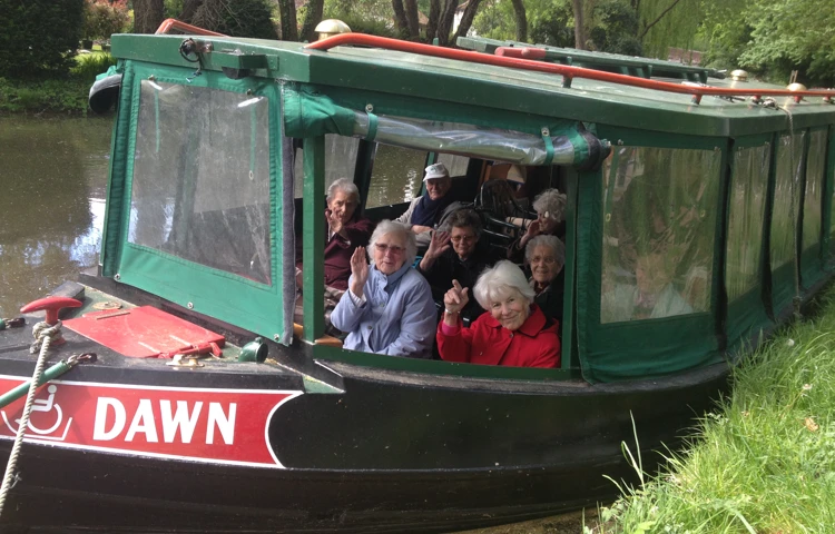 Residents from Hatch Mill House on a canal boat
