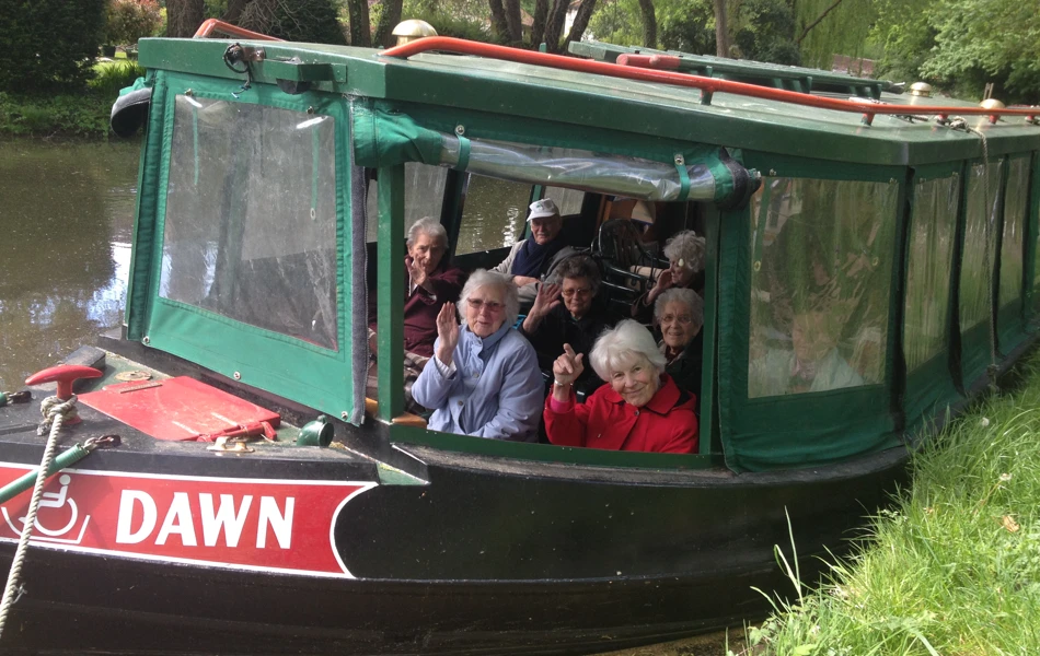 Residents from Hatch Mill House on a canal boat