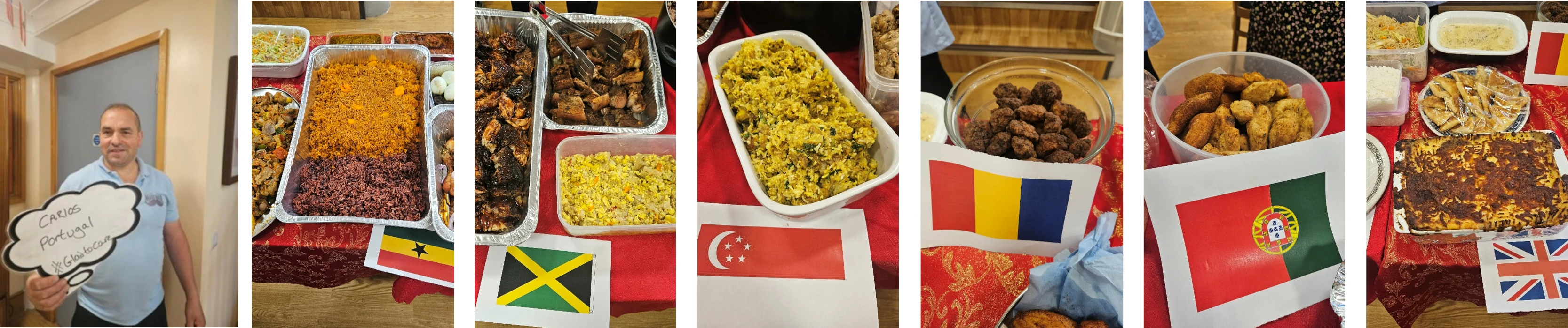 Collage of Carlos from Portugal and foods from around the world 