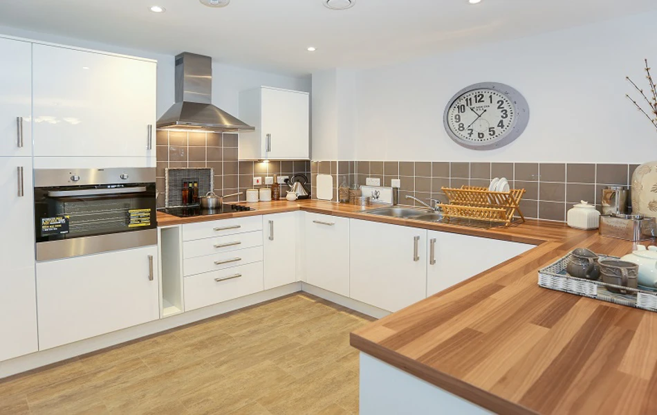 Modern white kitchen in one of our apartments