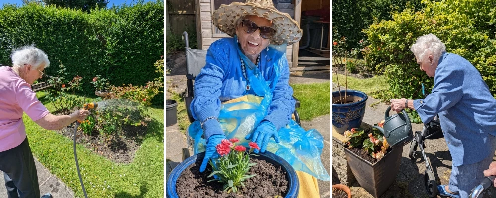 Residents gardening