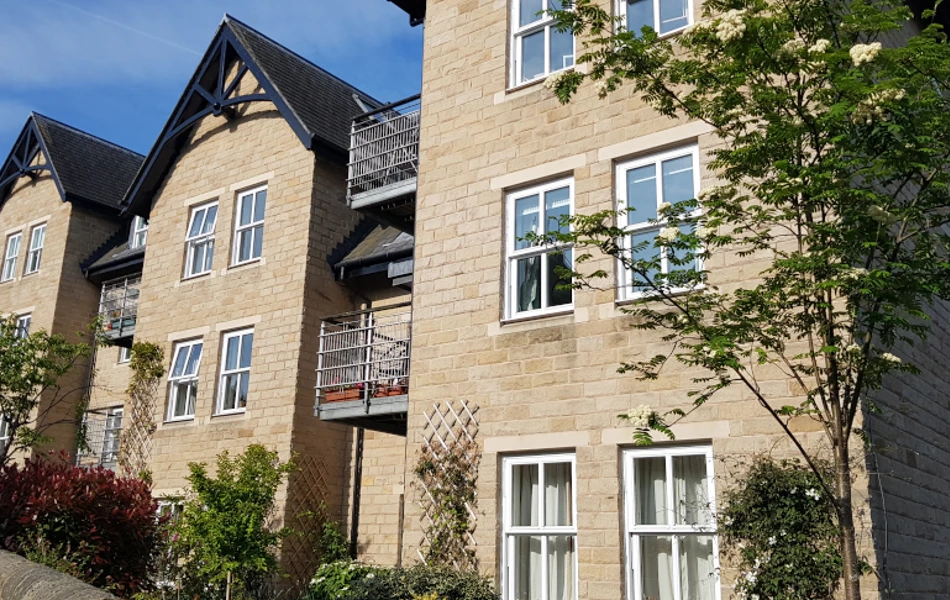 A view of Abbeyfield Court from outside with individual balconies