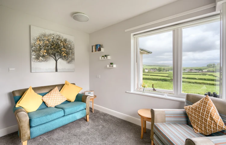 Quiet seating area overlooking stunning views