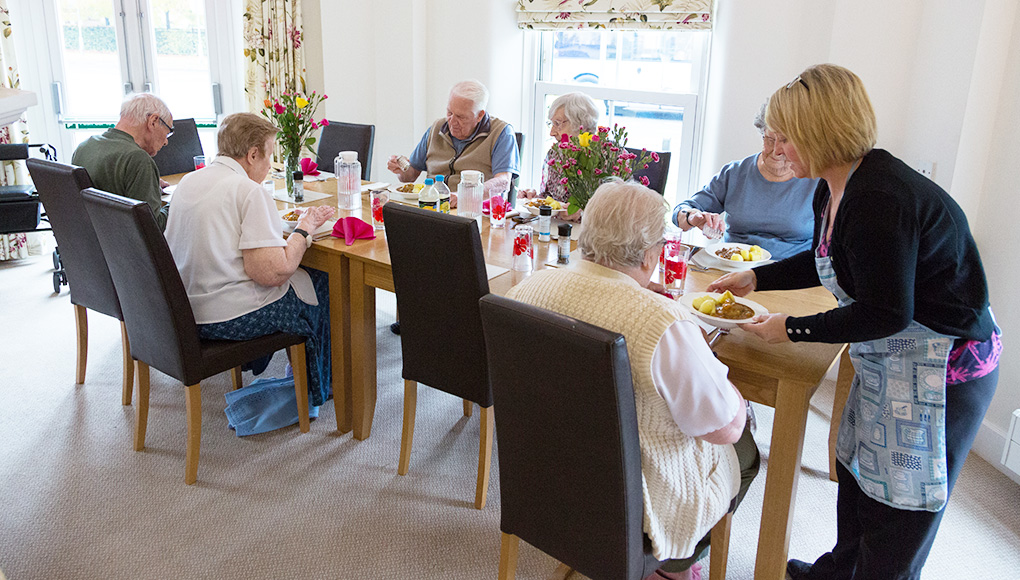 Lunch being served at Abbeyfield House, Basildon SS14 1PG