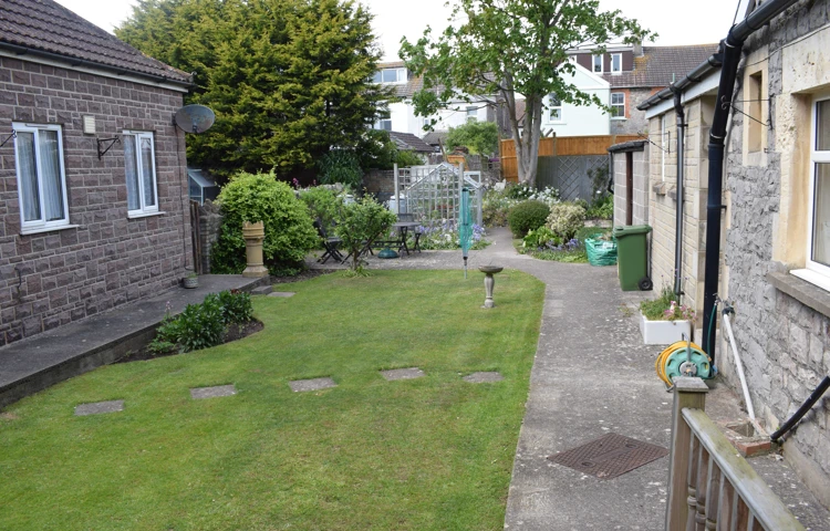 The well kept garden at Abbeyfield where residents can take a stroll