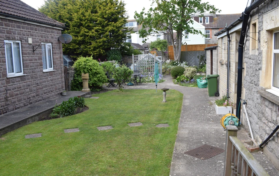 The well kept garden at Abbeyfield where residents can take a stroll