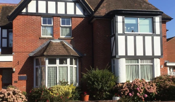 Exterior Photo Of Abbeyfield West Wight Residential House, With Tudor Style Decorative Beams