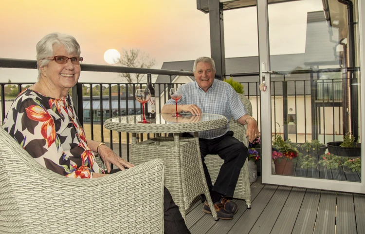 Sunset on the balcony at Polly's Field Village, Braintree CM7 5XD