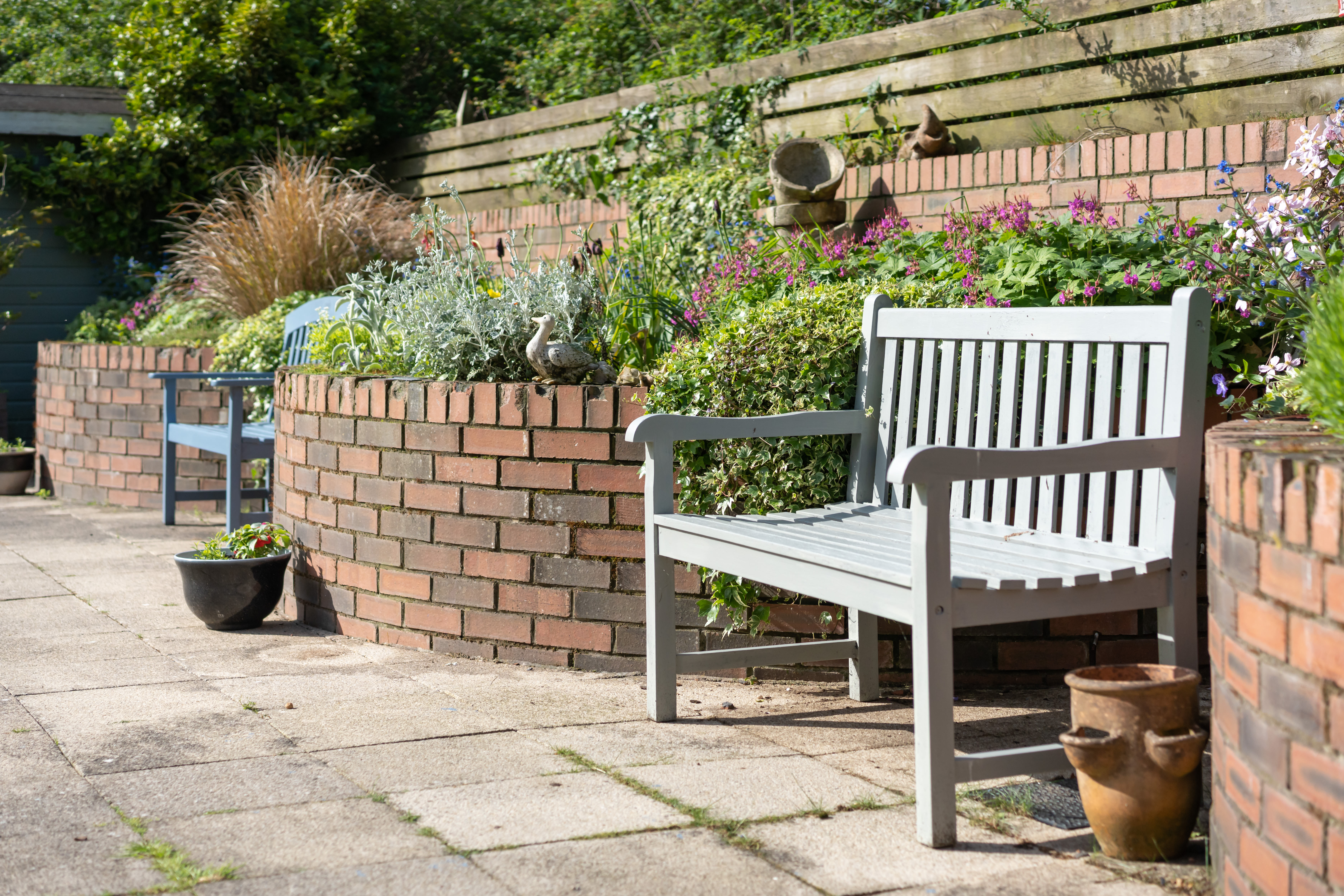 Bench And Raised Beds In The Garden At Bradbury House