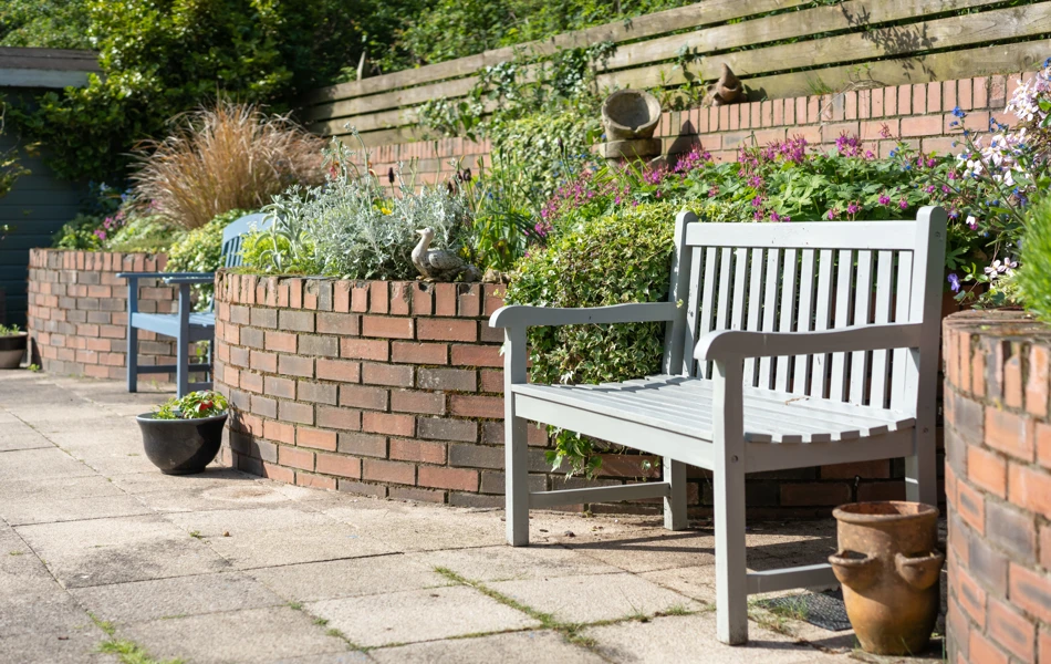 Bench And Raised Beds In The Garden At Bradbury House